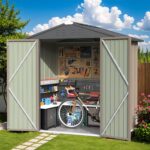 6x4 Metal Shed with Peak Roof (Brown) - Image 2