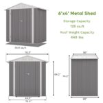 6x4 Metal Shed with Peak Roof (Gray) - Image 3