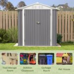 6x4 Metal Shed with Peak Roof (Gray) - Image 6