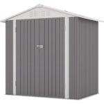 6x4 Metal Shed with Peak Roof (Gray)