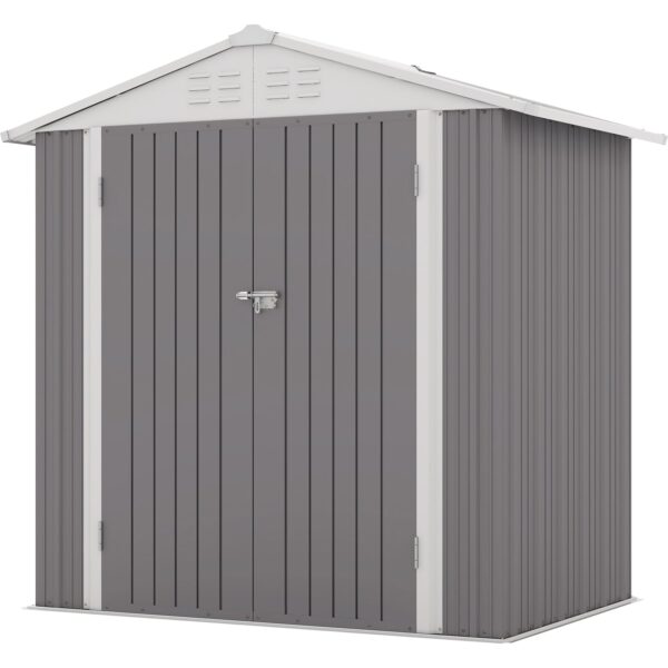 6x4 Metal Shed with Peak Roof (Gray)