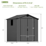 6x6 ft Plastic Shed with Vents and Window, Dark Gray - Image 3
