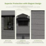 6x6 ft Plastic Shed with Vents and Window, Dark Gray - Image 5