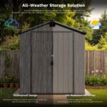 6x6 ft Plastic Shed with Vents and Window, Dark Gray - Image 7