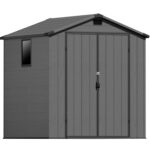 6x6 ft Plastic Shed with Vents and Window, Dark Gray