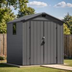 6x6 ft Plastic Shed with Vents and Window, Dark Gray - Image 8