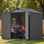 6x6 ft Plastic Shed with Vents and Window, Dark Gray - Image 2