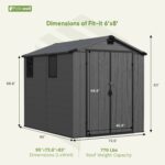6x8 ft Plastic Storage Shed with Vents and Windows, Dark Gray - Image 3