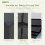 6x8 ft Plastic Storage Shed with Vents and Windows, Dark Gray - Image 6
