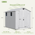 6x8 ft Plastic Storage Shed with Vents and Windows, Gray - Image 3