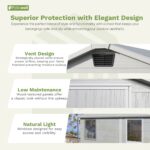 6x8 ft Plastic Storage Shed with Vents and Windows, Gray - Image 4