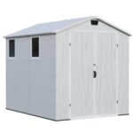 6x8 ft Plastic Storage Shed with Vents and Windows, Gray
