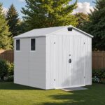 6x8 ft Plastic Storage Shed with Vents and Windows, Gray - Image 8