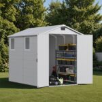 6x8 ft Plastic Storage Shed with Vents and Windows, Gray - Image 2