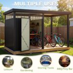 6x8 Metal Storage Shed with 7x8 Pergola Covered Porch - Image 8