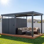 6x8 Metal Storage Shed with 7x8 Pergola Covered Porch - Image 2
