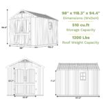 Kick-it 8x10 Plastic Storage Shed with Floor, Brown - Image 3