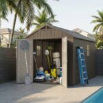 Kick-it 8x10 Plastic Storage Shed with Floor, Brown - Image 2