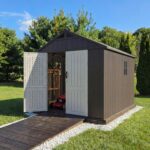 Kick-it 8x10 Plastic Storage Shed with Floor, Brown - Image 16