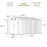 8x12 Metal Storage Shed, Gray - Image 3