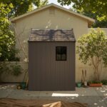 Kick-it 8x6 Plastic Storage Shed with Floor, Brown - Image 11
