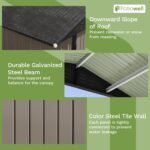 8x6 Metal Shed with Peak Roof (Brown) - Image 5