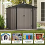 8x6 Metal Shed with Peak Roof (Brown) - Image 4