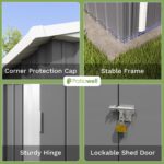 8x6 Metal Shed with Peak Roof (Gray) - Image 4