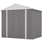8x6 Metal Shed with Peak Roof (Gray)