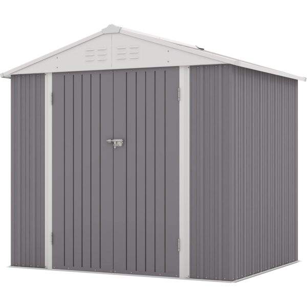 8x6 Metal Shed with Peak Roof (Gray)