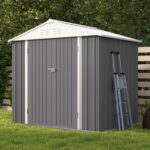 8x6 Metal Shed with Peak Roof (Gray) - Image 6