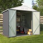 8x6 Metal Shed with Peak Roof (Gray) - Image 2