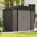 8x6 Metal Shed with Peak Roof (Brown) - Image 7