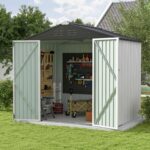 8x6 Metal Shed with Peak Roof (White) - Image 2