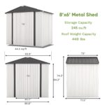 8x6 Metal Shed with Peak Roof (White) - Image 3