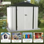 8x6 Metal Shed with Peak Roof (White) - Image 6