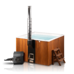 Scandinavian Hybrid Square Wood-Fired Hot Tub & Cold Plunge – with LED & Aeromassage (6-8 Person)
